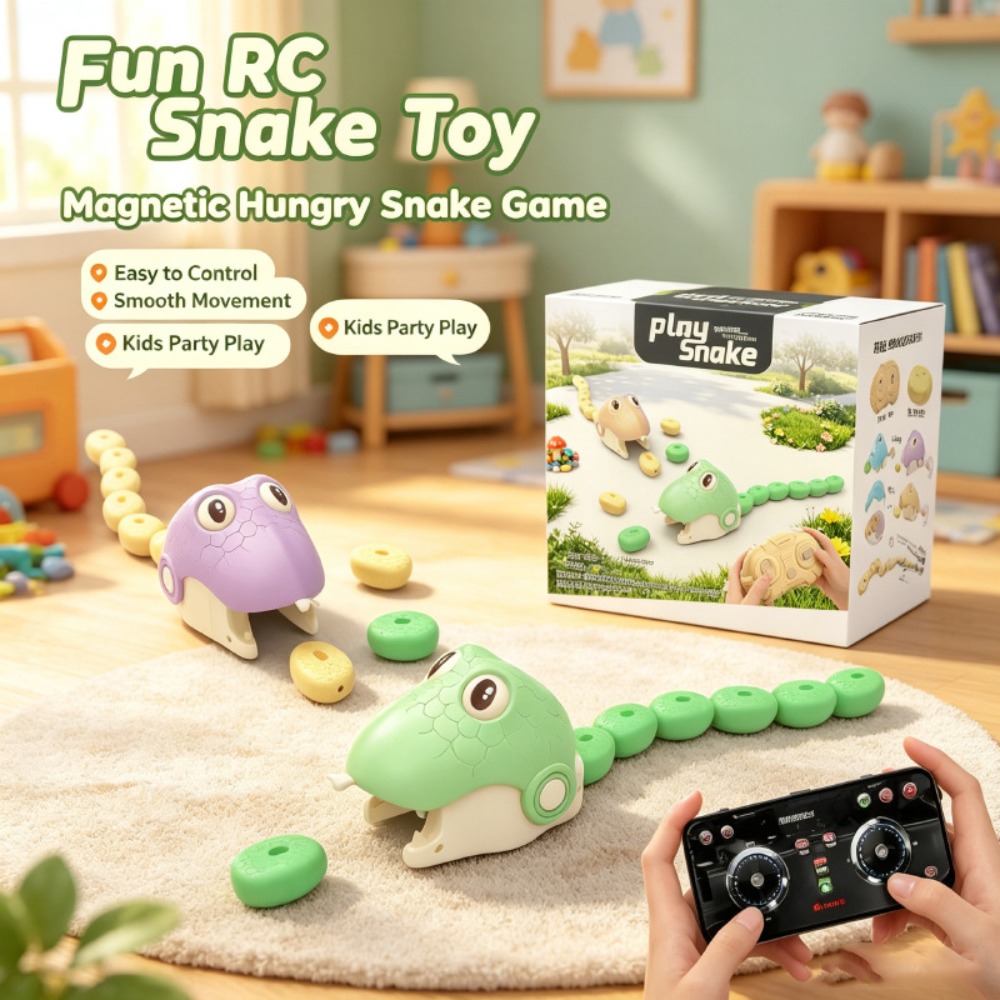 Remote Control Toys - ของเล่นงูแม่เหล็กควบคุมระยะไกลสำหรับสองผู้เล่น แข่งขันแบบโต้ตอบ ควบคุมแรงแม่เหล็กผ่านแอปพลิเคชัน