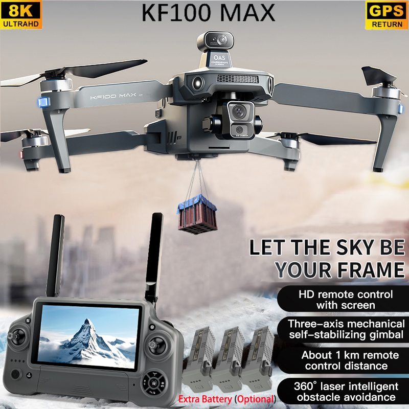 Fpv Brushless Rc Drone 4K - KF100 MAX GPS Drone 4K กล้อง