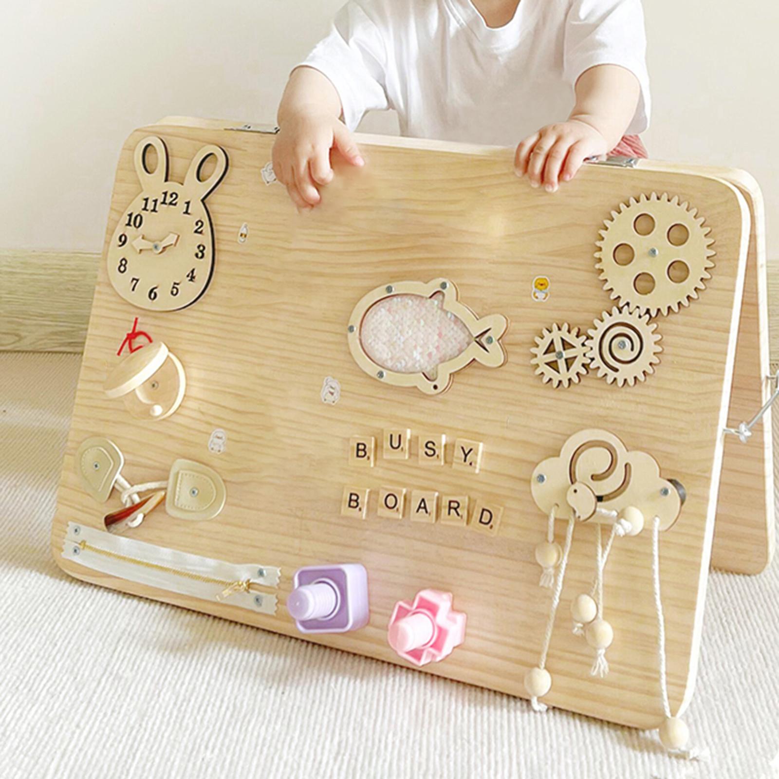 ชุดของเล่นไม้มอนเตสซอรี่ บอร์ด - Montessori Wooden Busy Board Toddler บทวิจารณ์และราคา