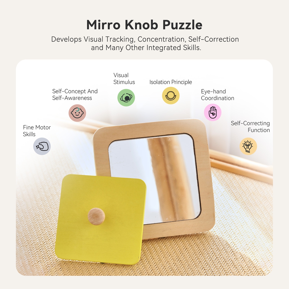 มอนเตสซอรี่ กระจกไม้ ปริศนาบอร - Montessori Wooden Busy Board Toddler บทวิจารณ์และราคา
