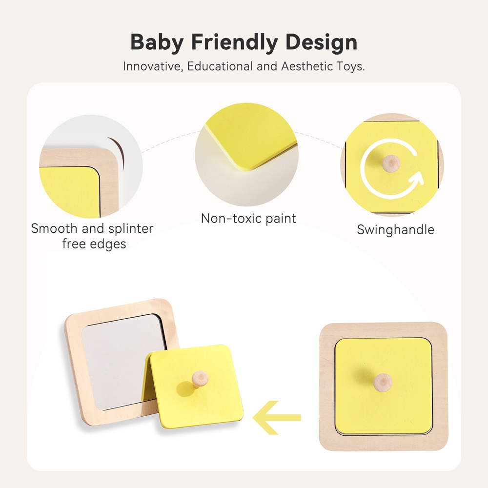 มอนเตสซอรี่ กระจกไม้ ปริศนาบอร - Montessori Wooden Busy Board Toddler บทวิจารณ์และราคา